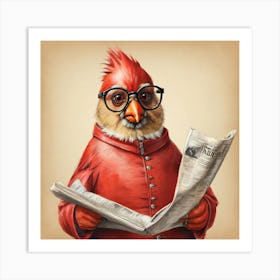 Cardinal Reading Newspaper 1 Art Print