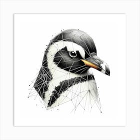 Penguin Head - Abstract Line Art Illustration 55 Art Print