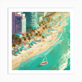 Summer Vibes Aerial Miami Beach (8) Art Print