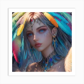 Feather Girl Art Print