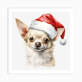 Chihuahua Christmas Hat Art Print