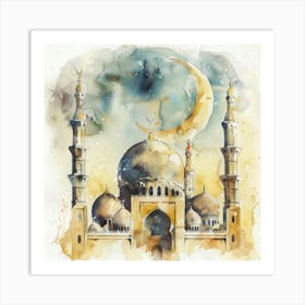 Watercolor Of A Mosque 4 Art Print