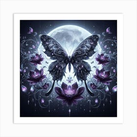 Butterfly And Lotus Art Print