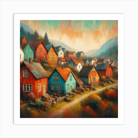 Colorful Houses In Norway Art Print