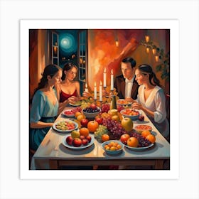 Dinner At The Table 1 Art Print