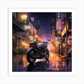 Asian City Night Art Print