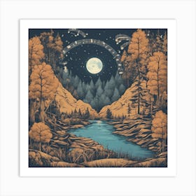 Moonlight River Art Print