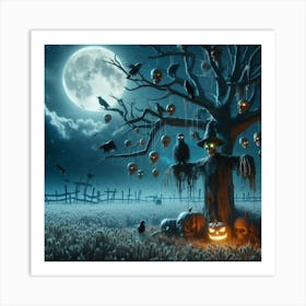 Scary Halloween Tree Art Print