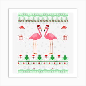 Funny Ugly Sweater For Christmas Flamingo Santa Claus Xmas Art Print