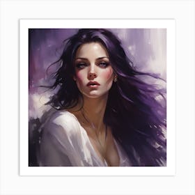 Sexy Girl With Purple Hair Art Print