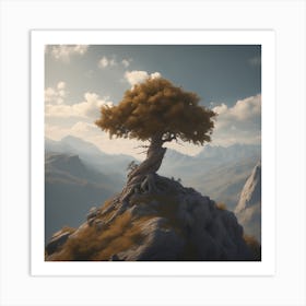 Tree On Top Of A Mountain 9 Art Print