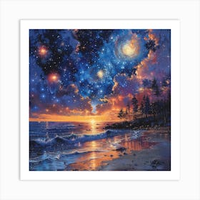 Night At The Beach Art Print