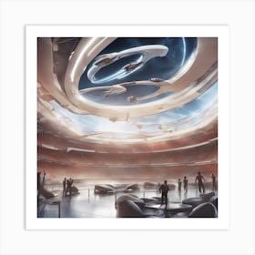 A Futuristic Sports Arena With Anti Gravity Technology, Hosting Exhilarating Zero Gravity Competitio Art Print