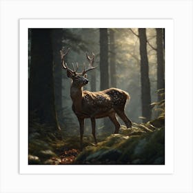 Deer In The Forest 103 Art Print