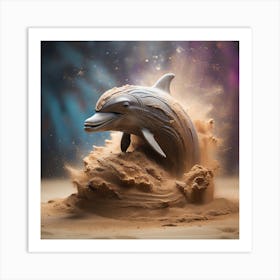 Sculpture of Dolphin made of stone & sand 1 Art Print