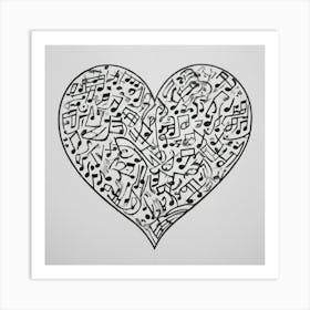 Music Notes Heart Art Print