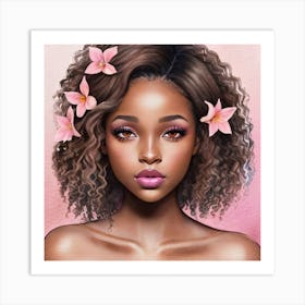 Black Girl With Flowers 1 Art Print