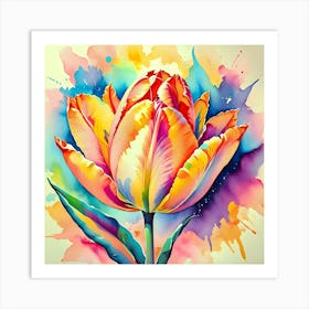 Parrot Tulip Painting Art Print