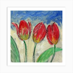 Three Red Tulips 1 Art Print