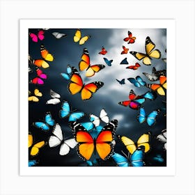 Colorful Butterflies In The Sky 2 Art Print