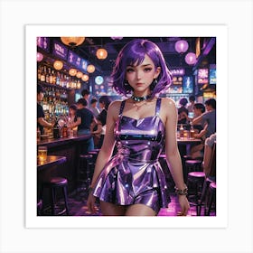 Sexy Girl In Purple Dress 6 Art Print