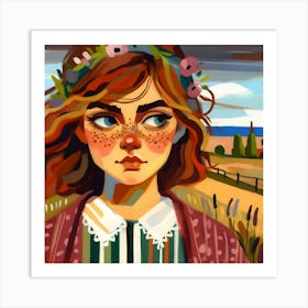 Village Girl With Freckles Art Print