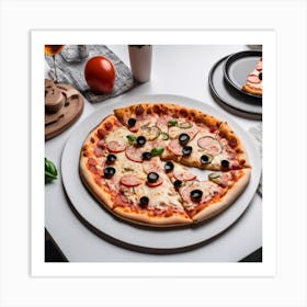 Pizza On A Table Art Print