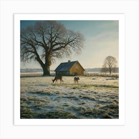 Two Deer In A Field 1 Art Print