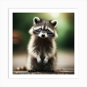 "The Wise Raccoon of the Forest: A Creature of Curiosity and Knowledge Art Print