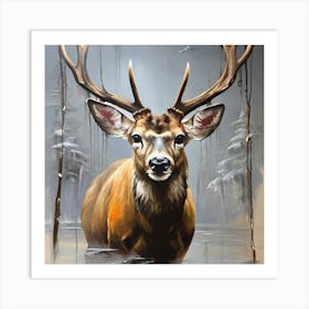 Deer In The Woods 1 Art Print