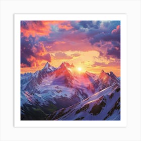 Dynamic Mountain Sunset Landscape 4 Art Print