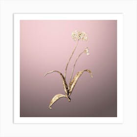 Gold Botanical Spring Garlic on Rose Quartz n.0170 Art Print