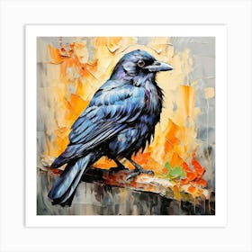 Crow painting in oil paint 1 Art Print