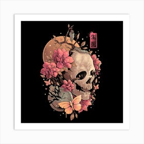 Time of the Death - Skull Flowers Gift 1 Art Print
