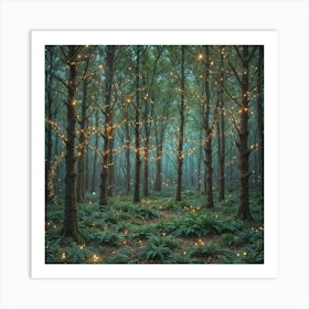 Fairy Lights In The Forest Art Print