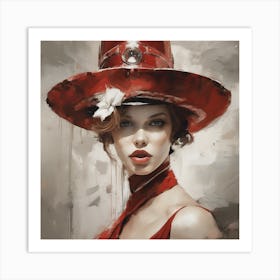 Woman In A Red Hat Art Print
