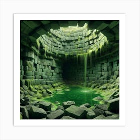 Green Pond In A Cave Art Print