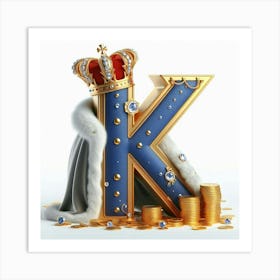 Funny Alpabet - K (King) Art Print