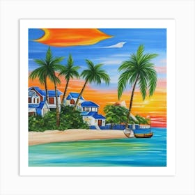 Sunset At The Beach 7 Art Print