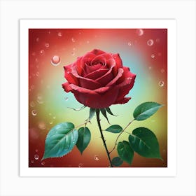 Crimson Red Rose Flower Art Print