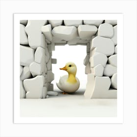 Duck In A Hole 1 Art Print