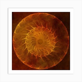 Shamanic Spiral Orange Warm Hues Fractal Chaos Art Print