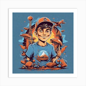 Boy In Space 1 Art Print