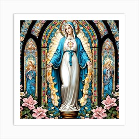 Virgin Mary at Garden Stained Glass #2 Art Print