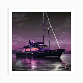 Yacht At Night 5 Art Print