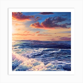 Sunset Over The Ocean Art Print