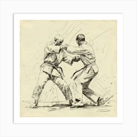 A Karate Sparring Hand Drawn Sketch Illustration 1718704193 3 Art Print