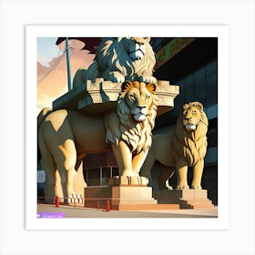 Lion statue 1 Art Print