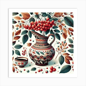 Scandinavian Art, Viburnum berries 3 Art Print