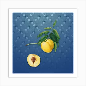 Vintage Yellow Apricot Botanical on Bahama Blue Pattern n.1375 Art Print